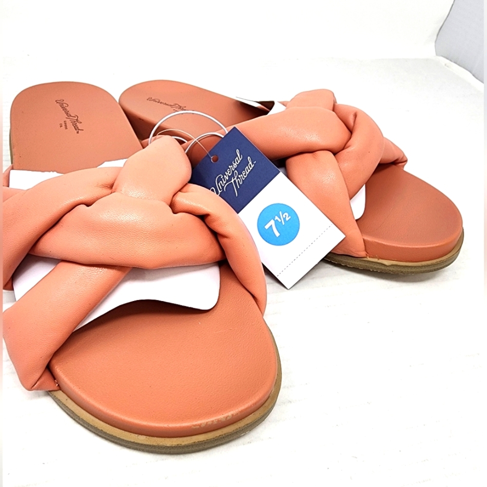Universal Thread Coral Puffy Slide Sandals Cushion Comfort Slip On Flip Flop 7.5
